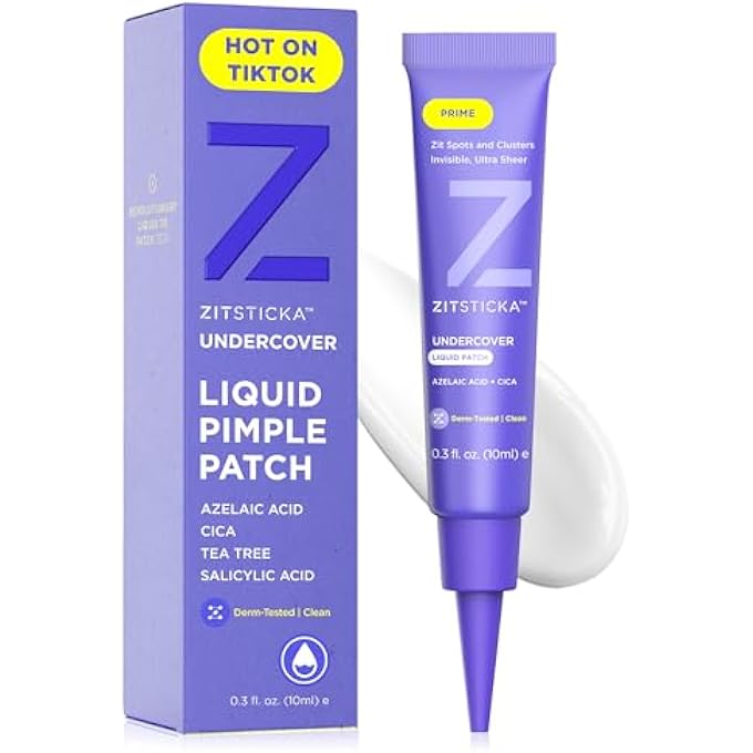 ZITSTICKA LIQUID ACNE PATCHES - INVISIBLE ACNE PATCHES FOR FACE, ACNE CREAM, SALICYLIC ACID COVER FOR FACE, LARGE CLEAR LIQUID PATCHES FOR ACNE - Image 1